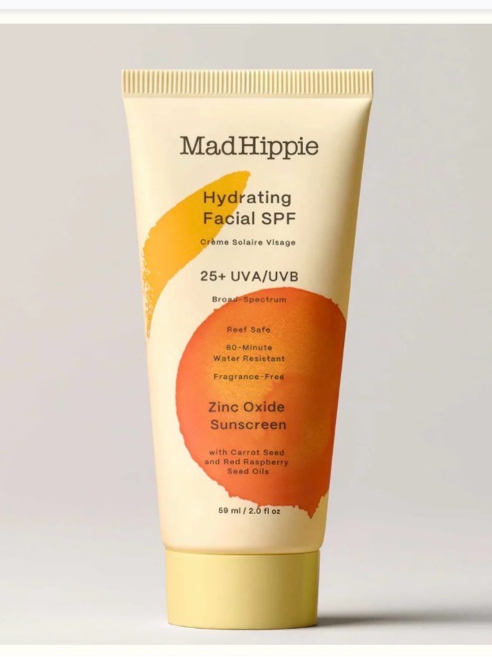 Mad Hippie Hydrating Facial SPF Zinc Oxide Sunscreen 2.0 FL OZ.
